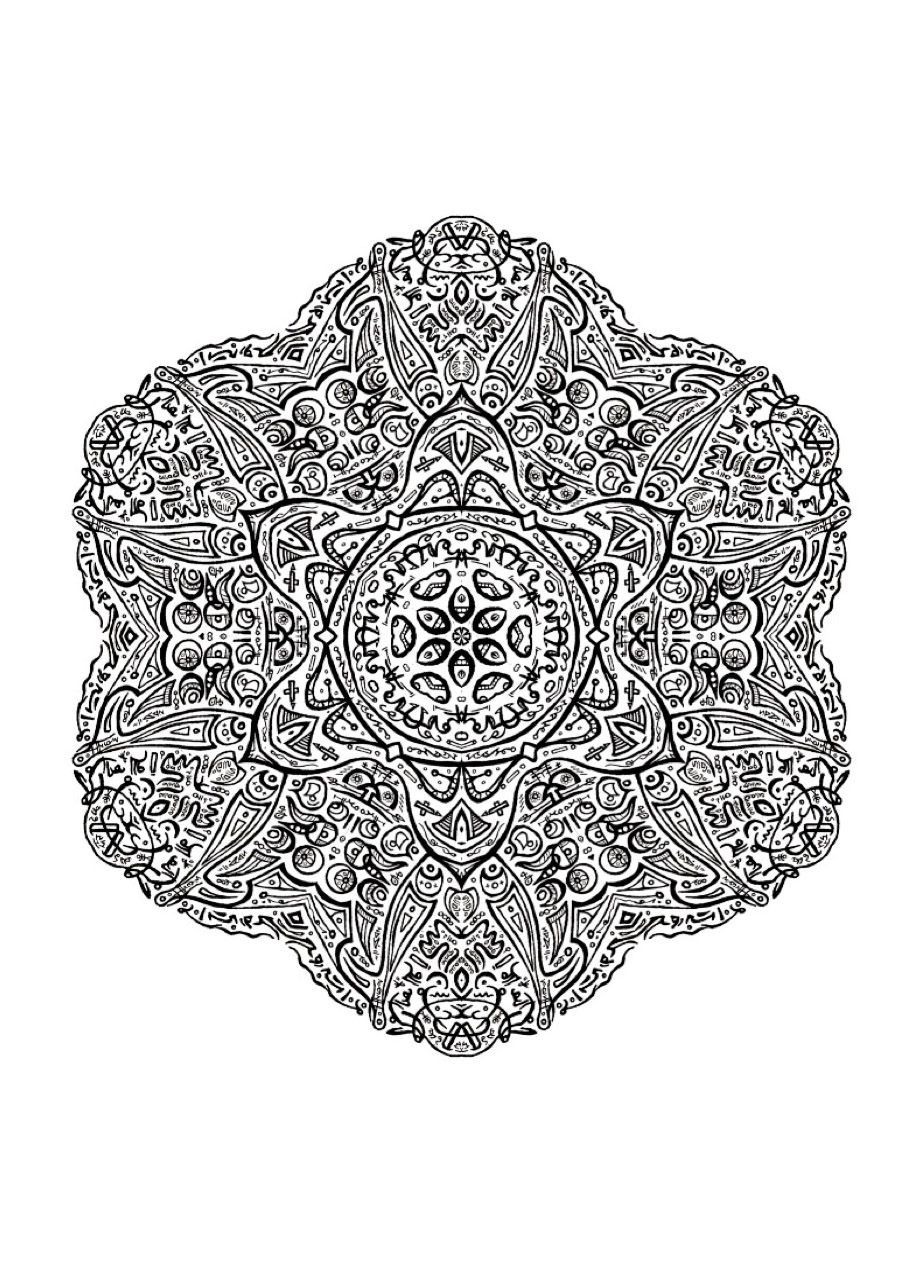Very complex Mandala drawing, full of little details